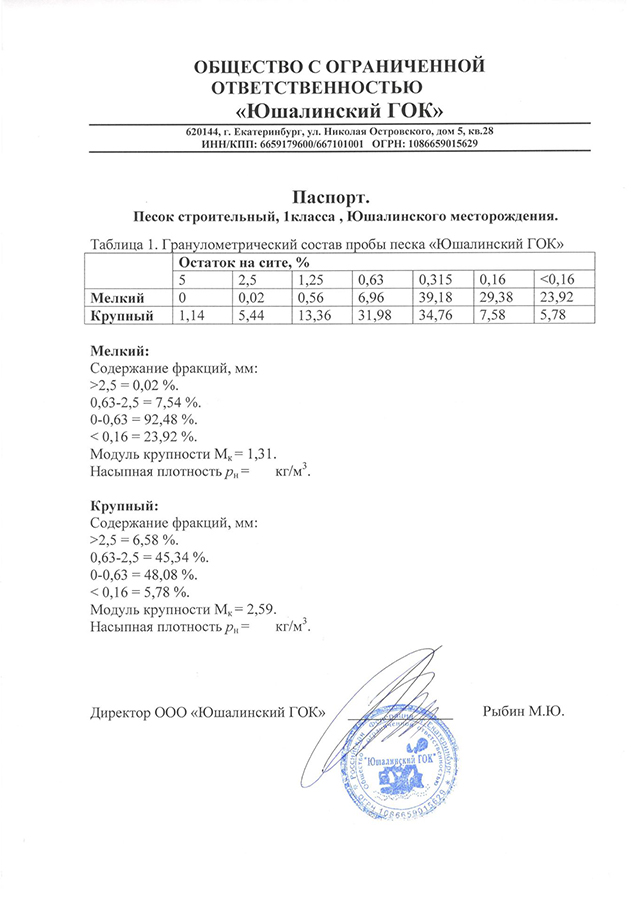 Паспорт На Строительный Песок В 2019 Году - Скачать Бесплатно